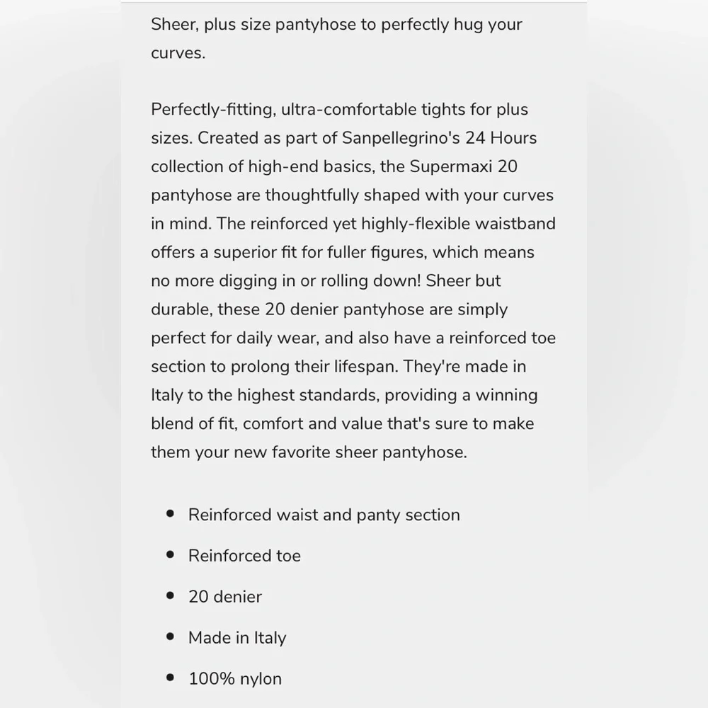 SANPELLEGRINO 24-hour plus size hose